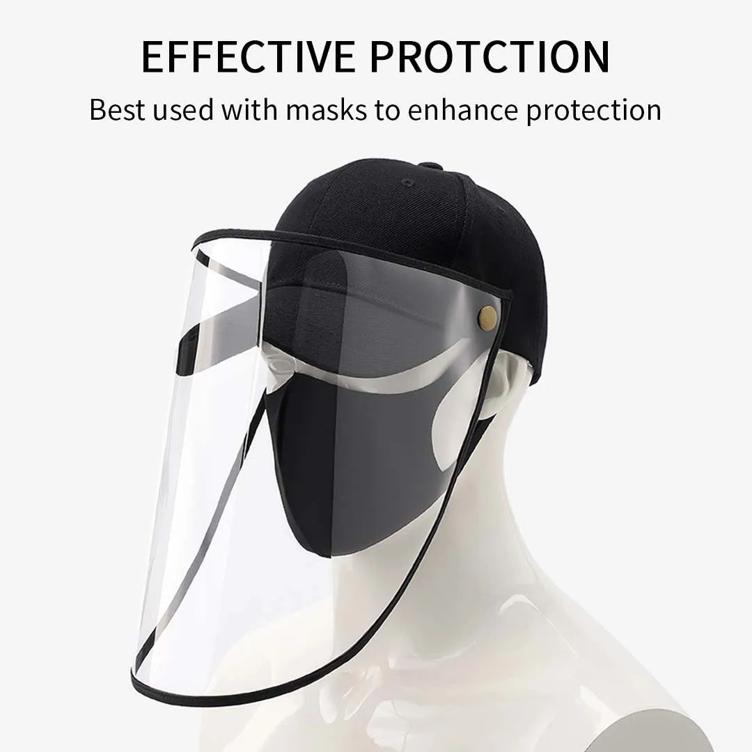 Outdoor Protection Hat Premium Anti-Fog Pollution Dust Saliva Face Shield Cap - Black