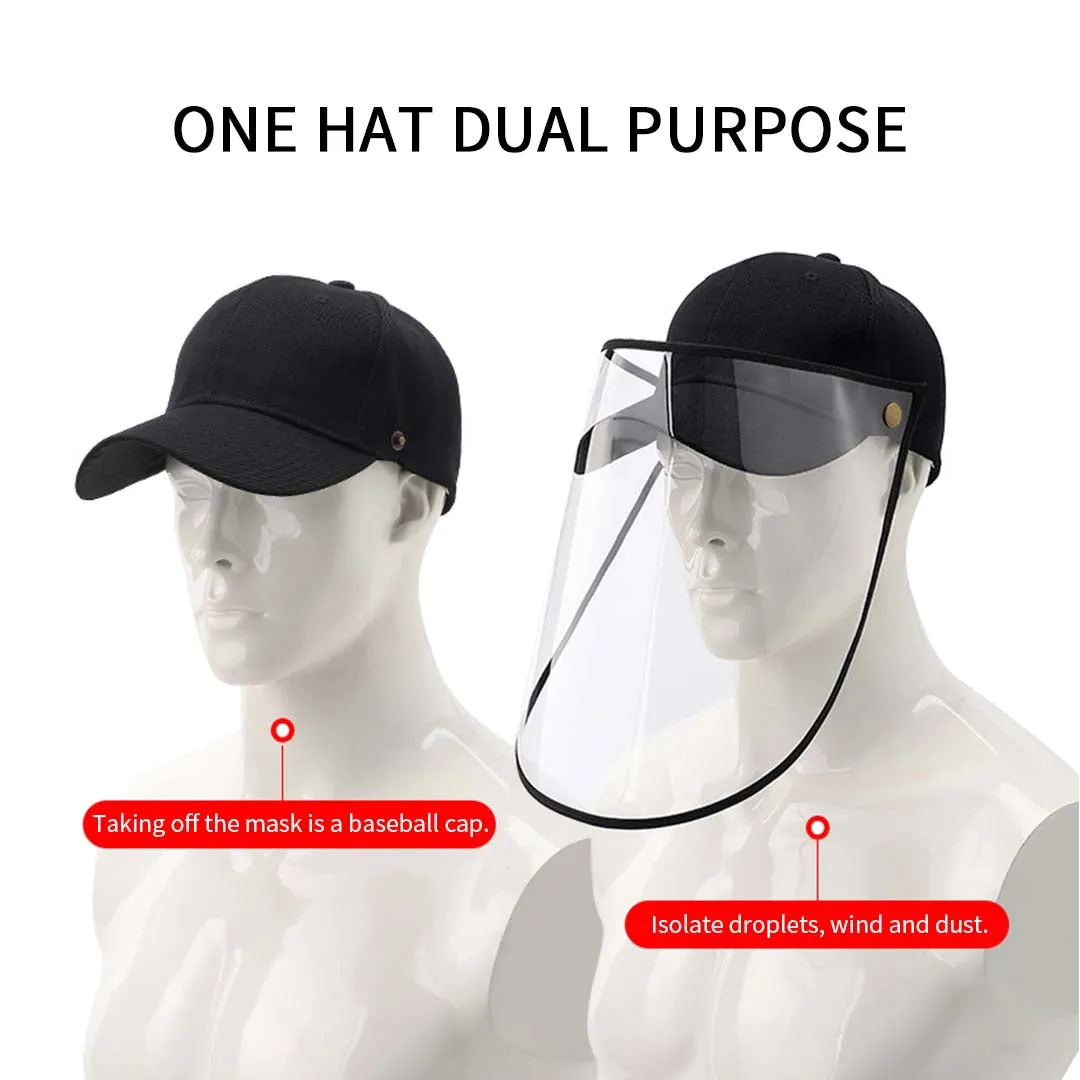 Outdoor Protection Hat Premium Anti-Fog Pollution Dust Saliva Face Shield Cap - Black