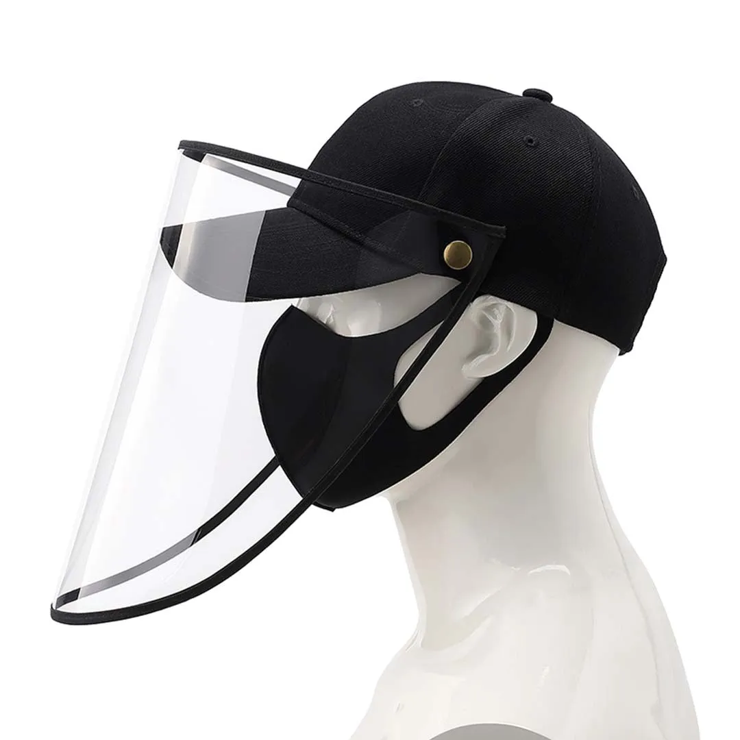 Outdoor Protection Hat Premium Anti-Fog Pollution Dust Saliva Face Shield Cap - Black