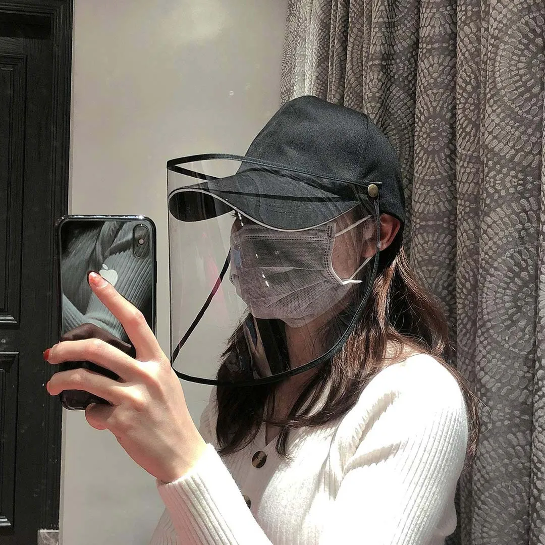 Outdoor Protection Hat Premium Anti-Fog Pollution Dust Saliva Face Shield Cap - Black