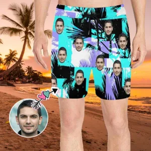 Personalized Swim Trunks Custom Face Watercolor Printing Men's Quick Dry Swim Shorts for Vacation