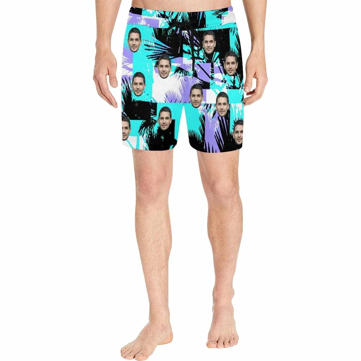Personalized Swim Trunks Custom Face Watercolor Printing Men's Quick Dry Swim Shorts for Vacation