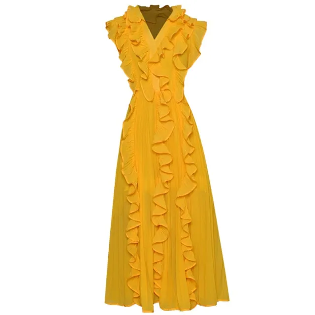 Pleated Ruffles Chic Party Dress