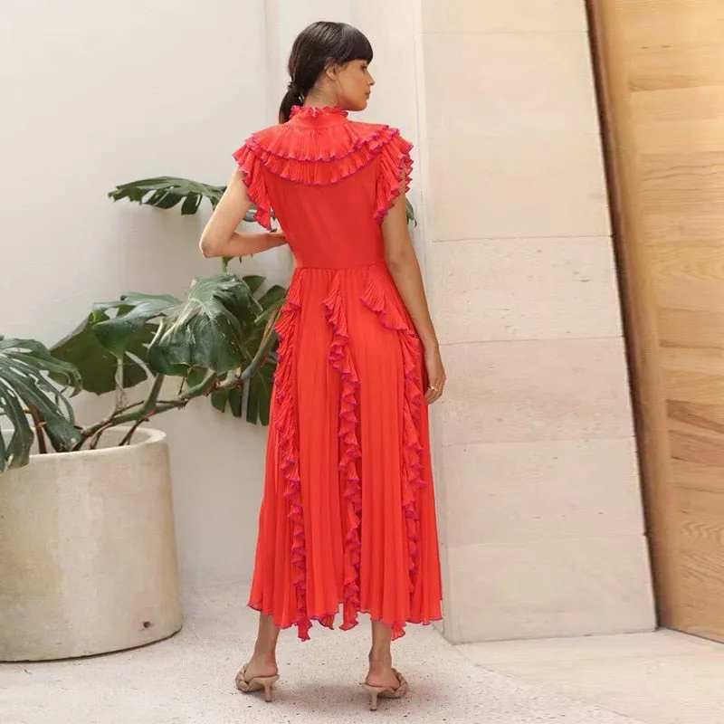 Pleated Ruffles Chic Party Dress