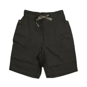 Pouch pocket easy shorts in brown and charcoal microcheck linen mix
