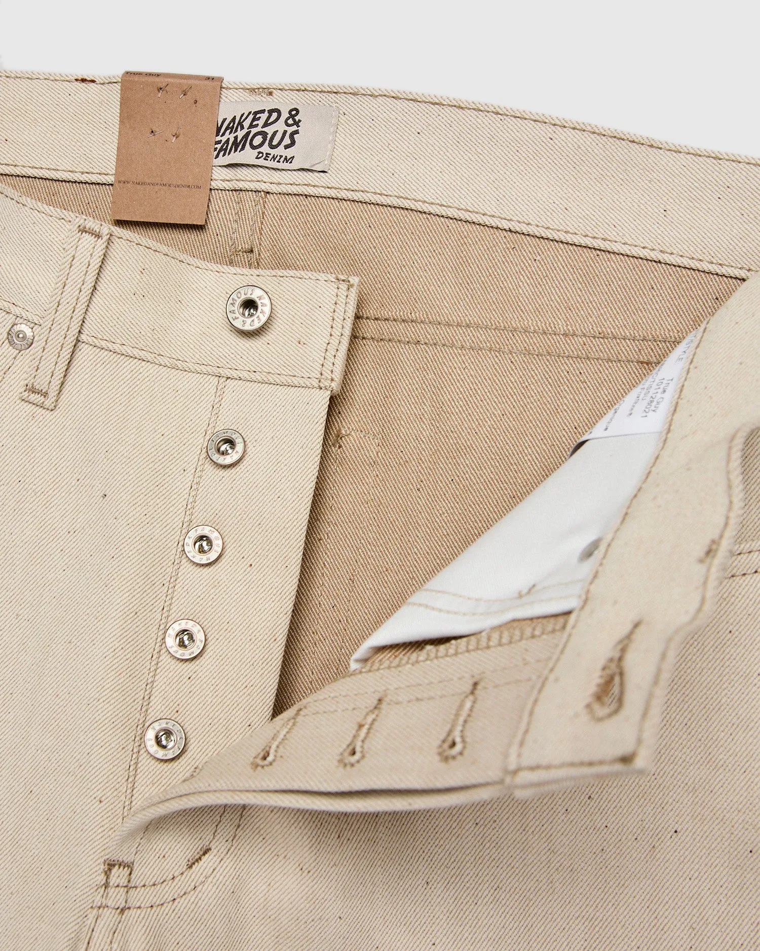 "All Natural Foxfibre" 13.6oz Ecru Selvedge Denim - Weird Guy Fit