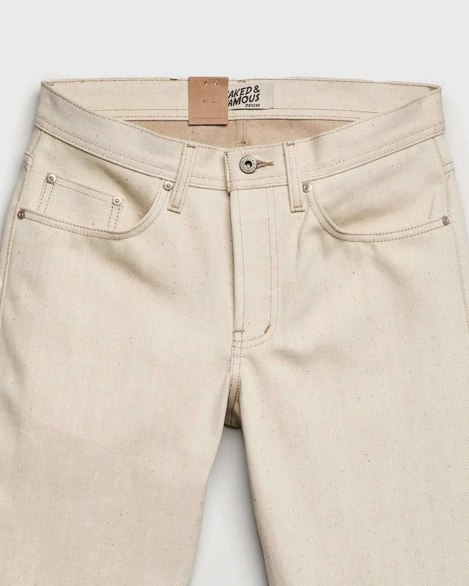 "All Natural Foxfibre" 13.6oz Ecru Selvedge Denim - Weird Guy Fit