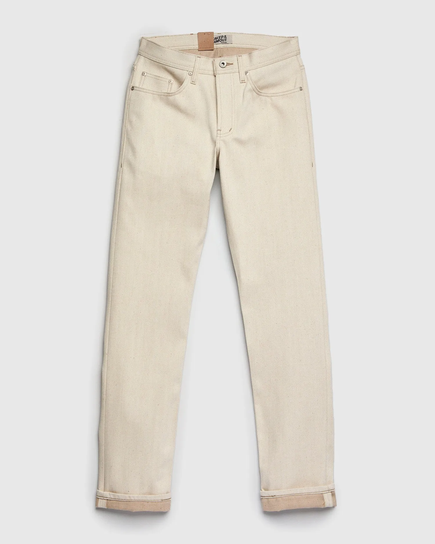 "All Natural Foxfibre" 13.6oz Ecru Selvedge Denim - Weird Guy Fit
