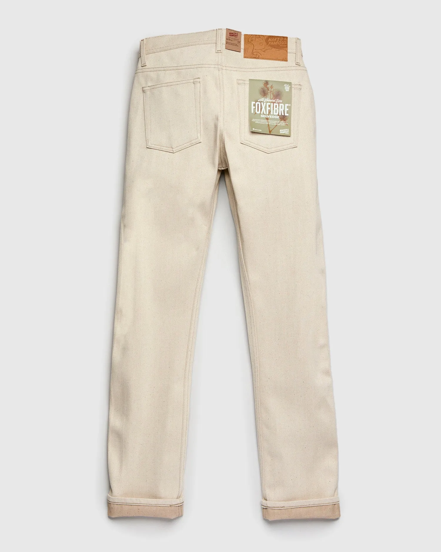 "All Natural Foxfibre" 13.6oz Ecru Selvedge Denim - Weird Guy Fit