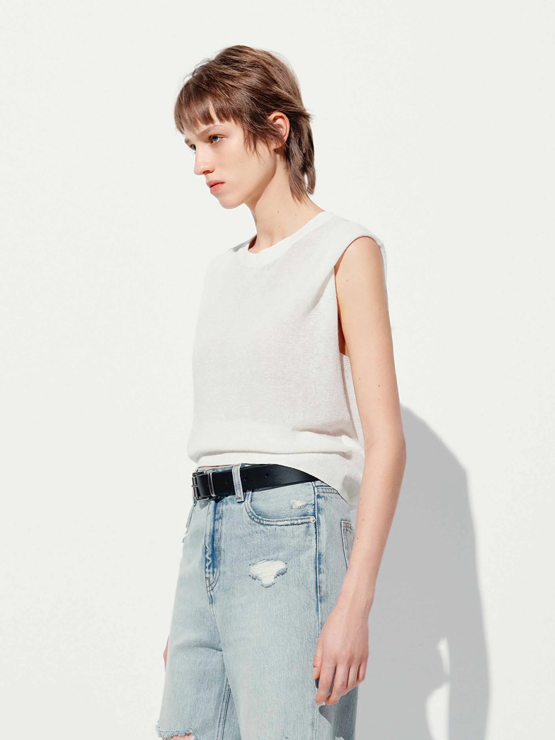 Round Neck Sleeveless Top