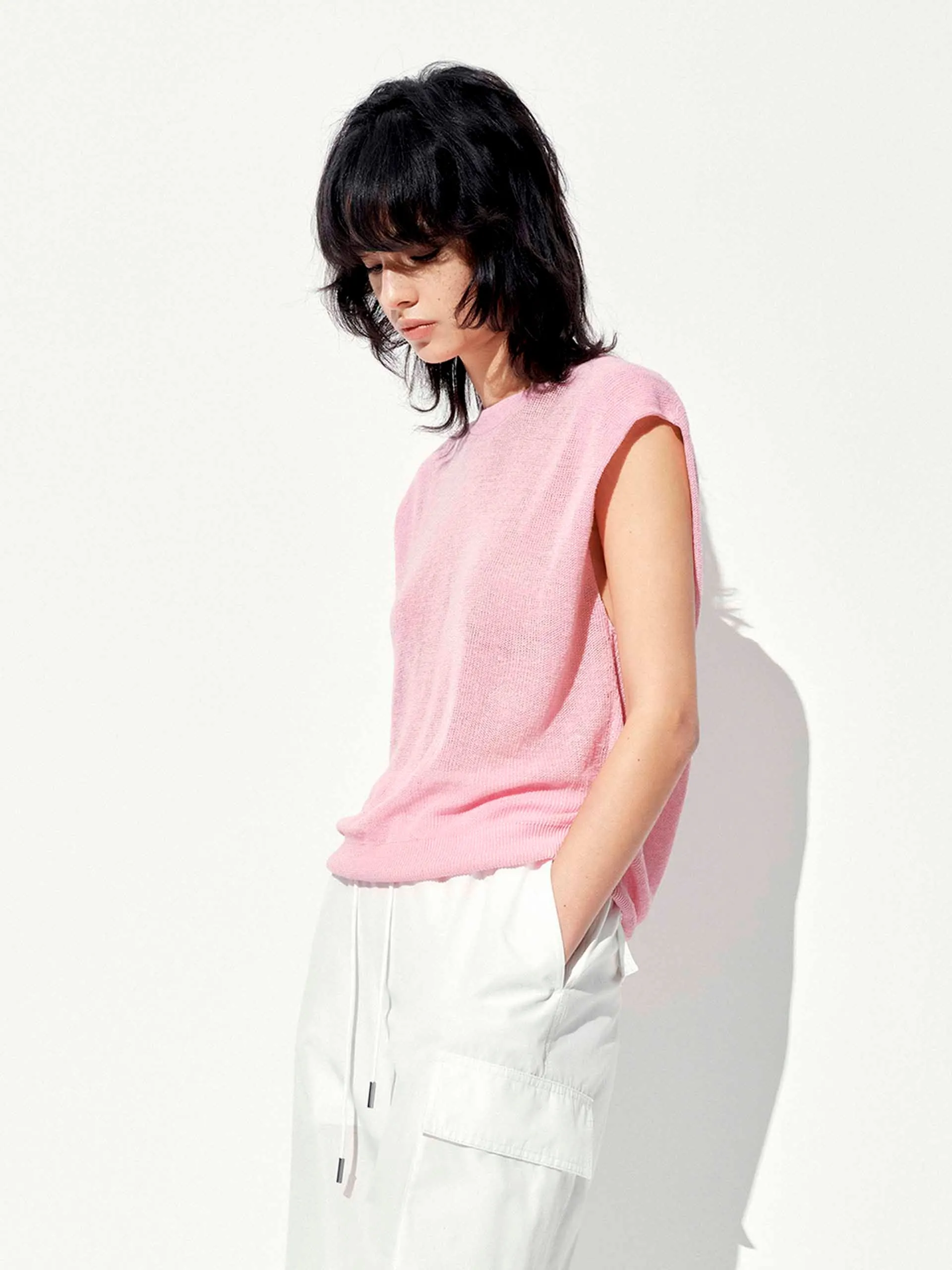 Round Neck Sleeveless Top