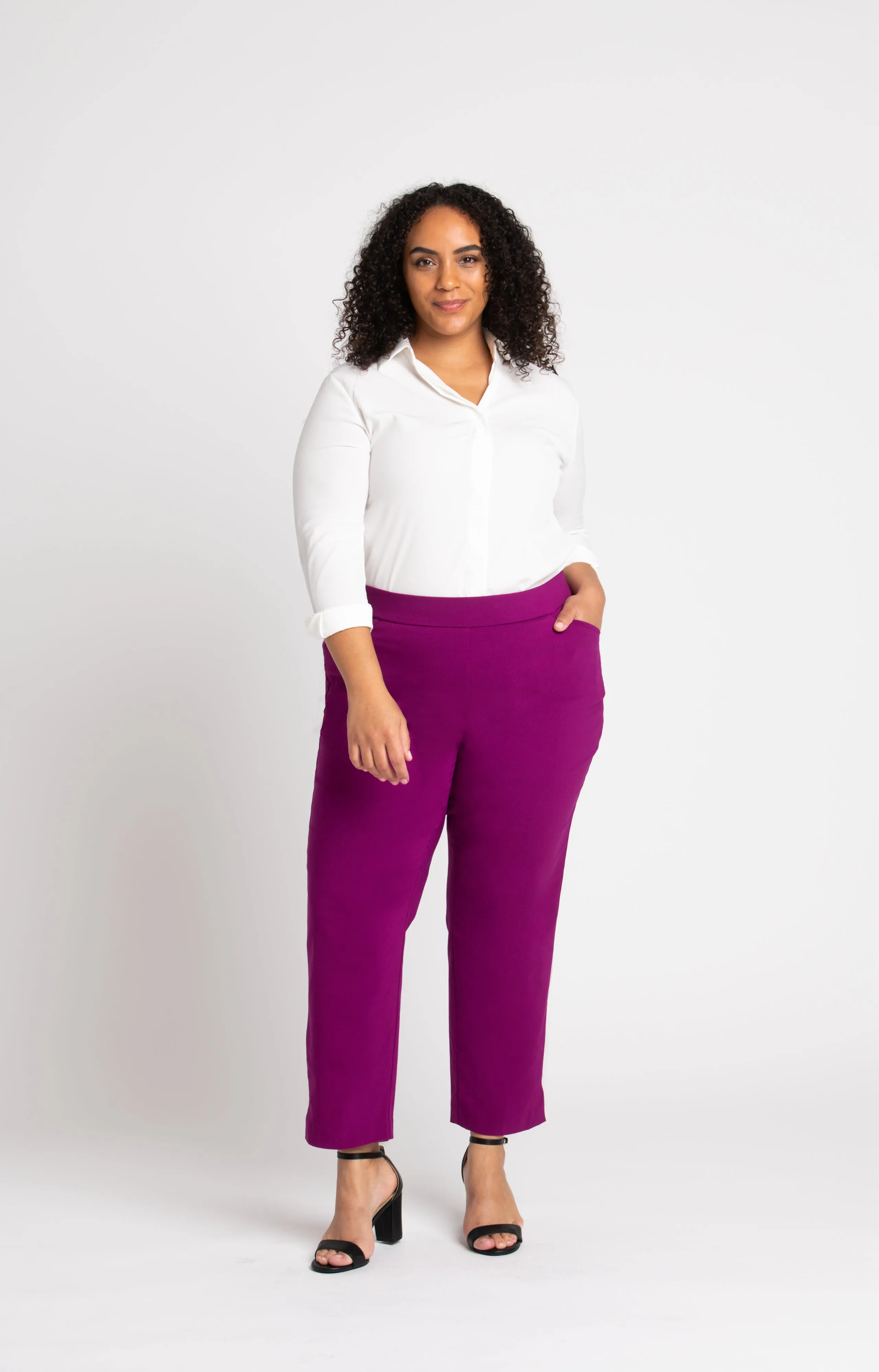 Roz & Ali Superstretch Magenta Pull On Ankle Pants - Plus