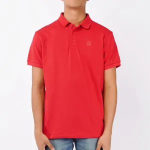 RRJ Basic Collared for Men Semi Body Fitting Trendy fashion Casual Top Red Polo shirt for Men 107695 (Red)