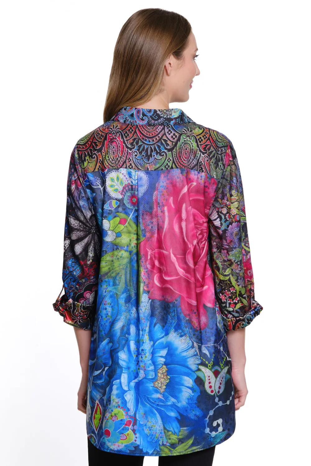 Satin Mixed Print Blouse