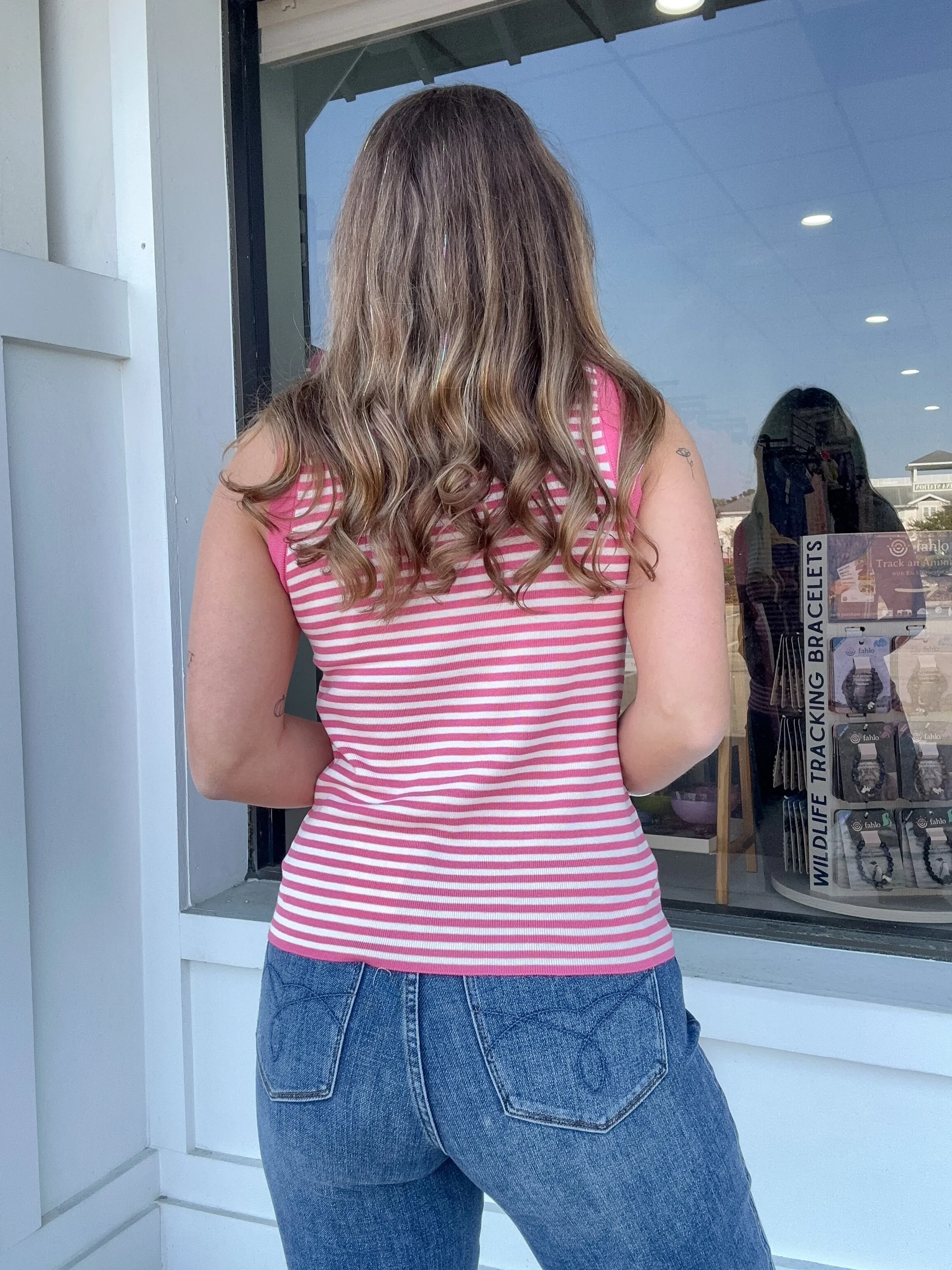 Scallop Striped Sweater Tank