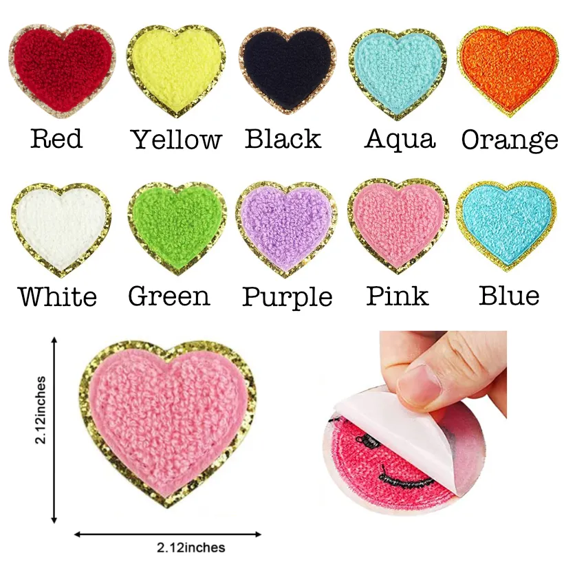 Self Adhesive Chenille Symbol Patches: Purple / Heart