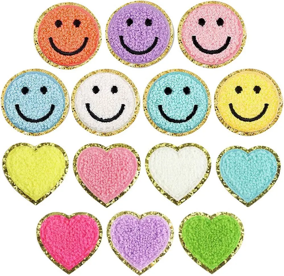 Self Adhesive Chenille Symbol Patches: Purple / Heart