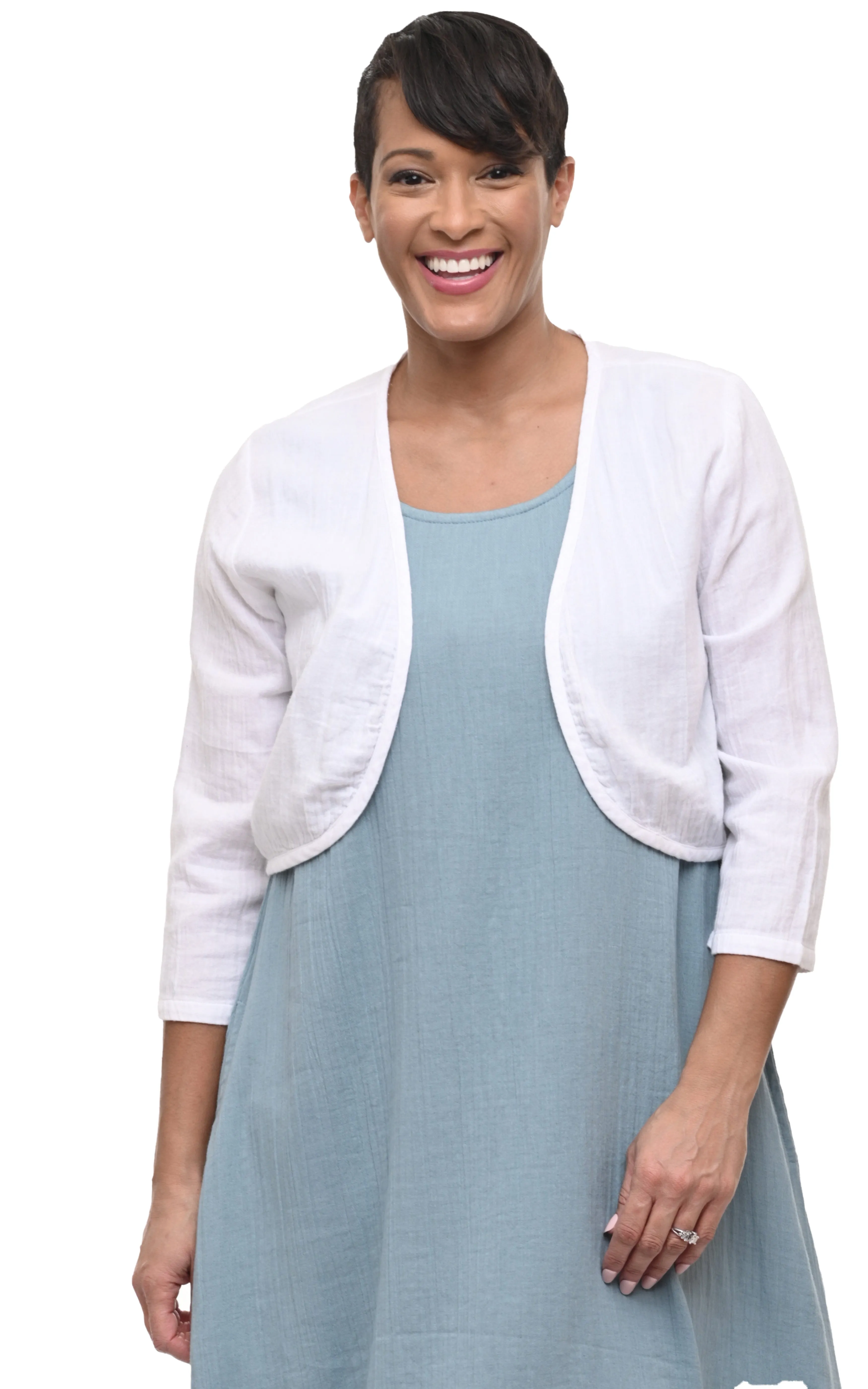 Shrug Womens Jacket Cotton Gauze in Ivory