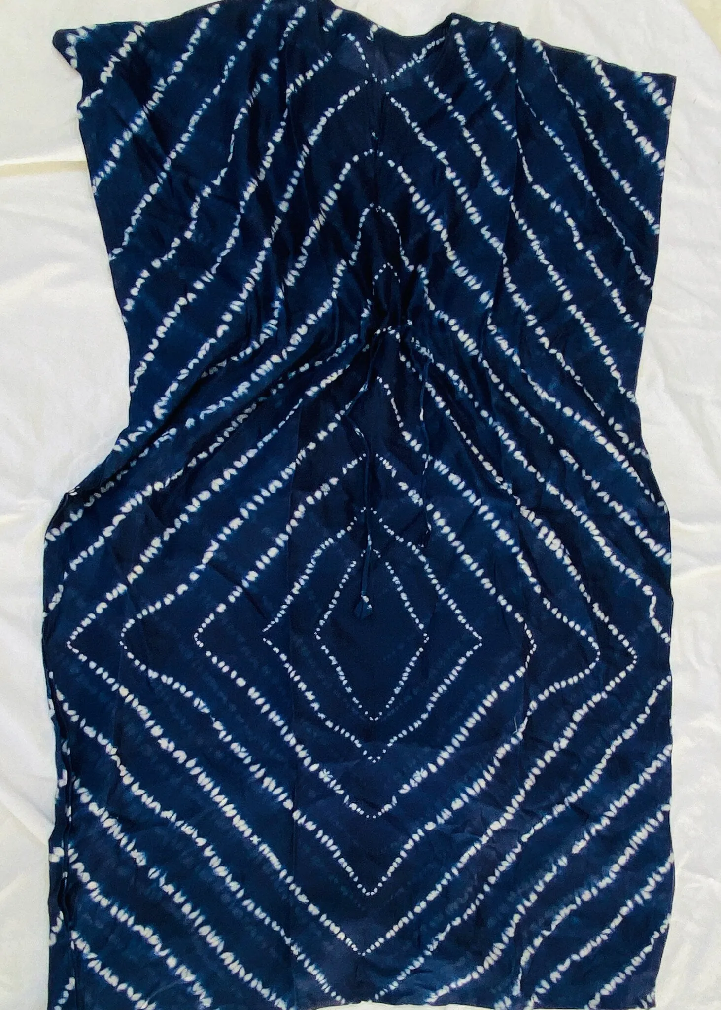 Silk Indigo Shibori Tie Dye Kaftan.