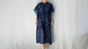 Silk Indigo Shibori Tie Dye Kaftan.