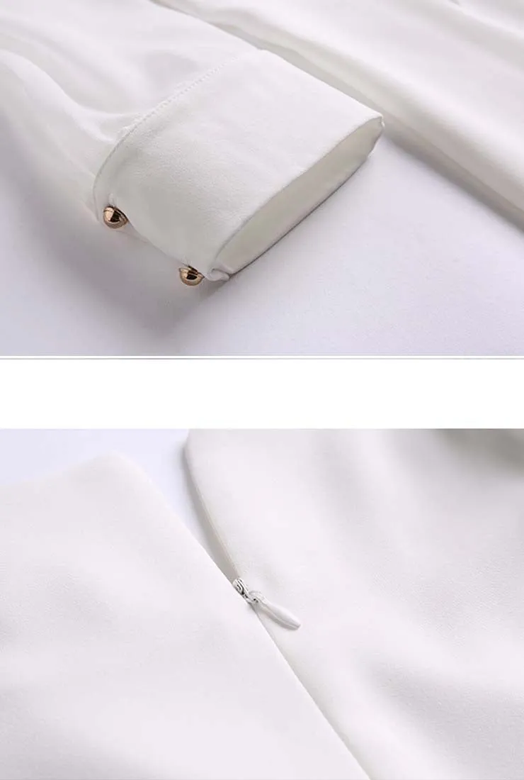 Solid Color V-neck A-line Shirt Dress