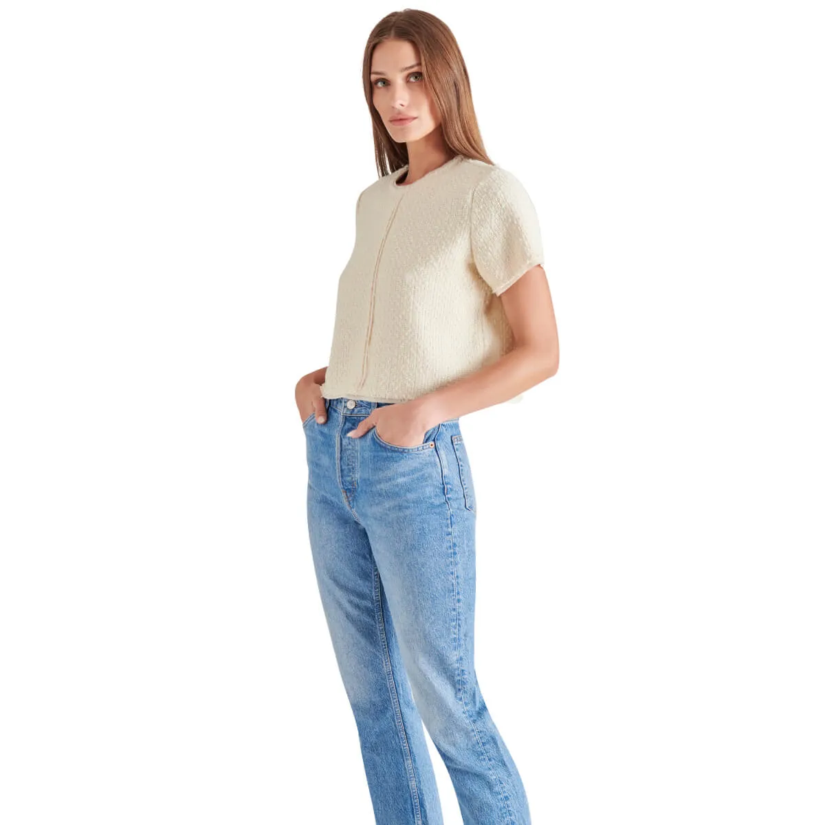 Steve Madden Addie Tweed Short Sleeve Top