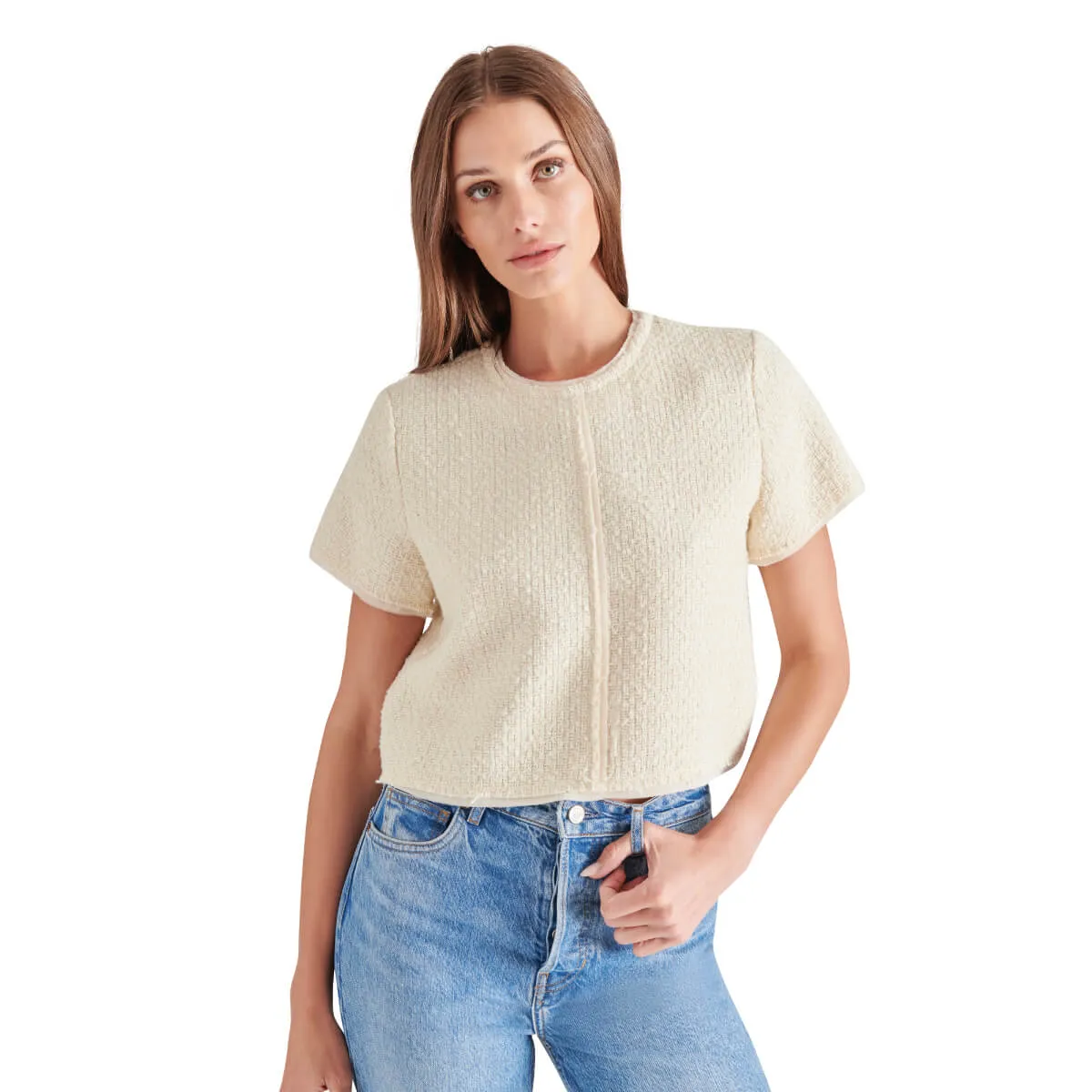 Steve Madden Addie Tweed Short Sleeve Top