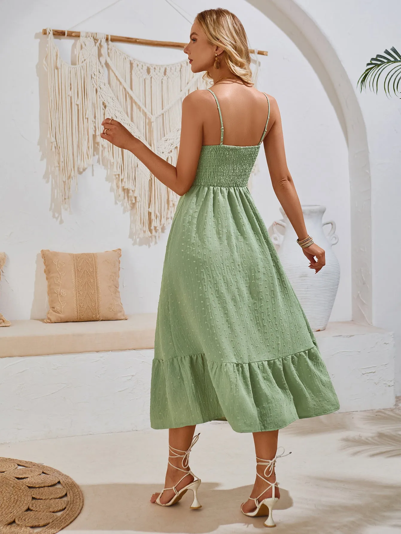 Summer Chic V-neck Hollow Out Cami Dress