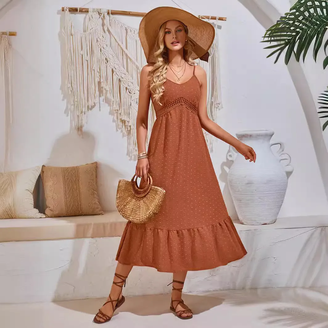 Summer Chic V-neck Hollow Out Cami Dress