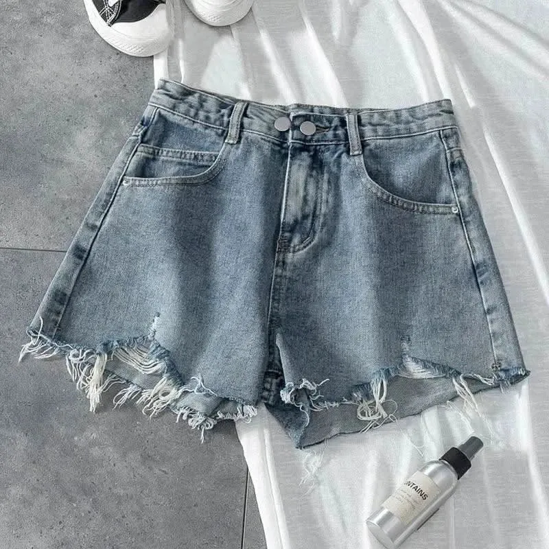 Trendy Slim Fit Women’s High-Waisted Summer Shorts – Loose Fringe A Letter Hot Pants