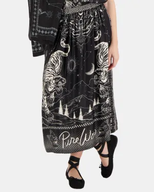 VANESSA PRINTED MIDI SKIRT IN BLACK MAGIC