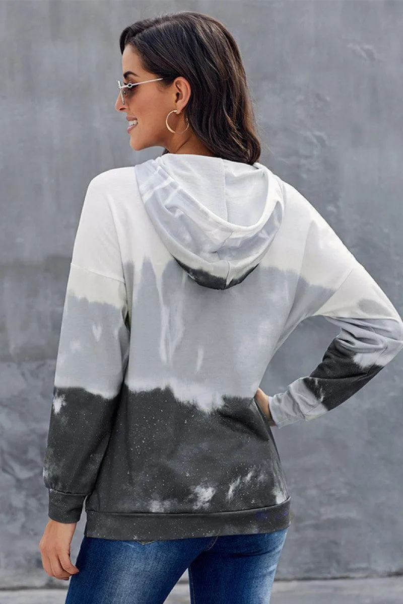 Vibrant Hue Drop Shoulder Tie Dye Hoodie