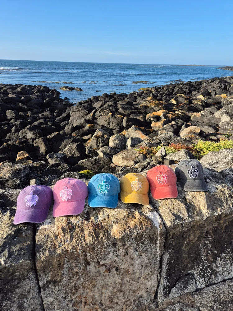 Vintage Washed Cap - 100% Cotton - Byron Bay - Turtle - Black