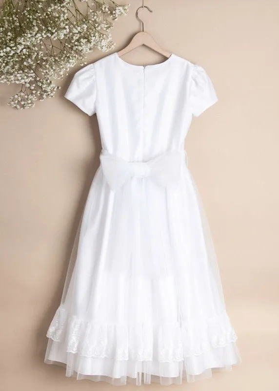 WHITE First Communion Dress with Decorative Lace (K21)