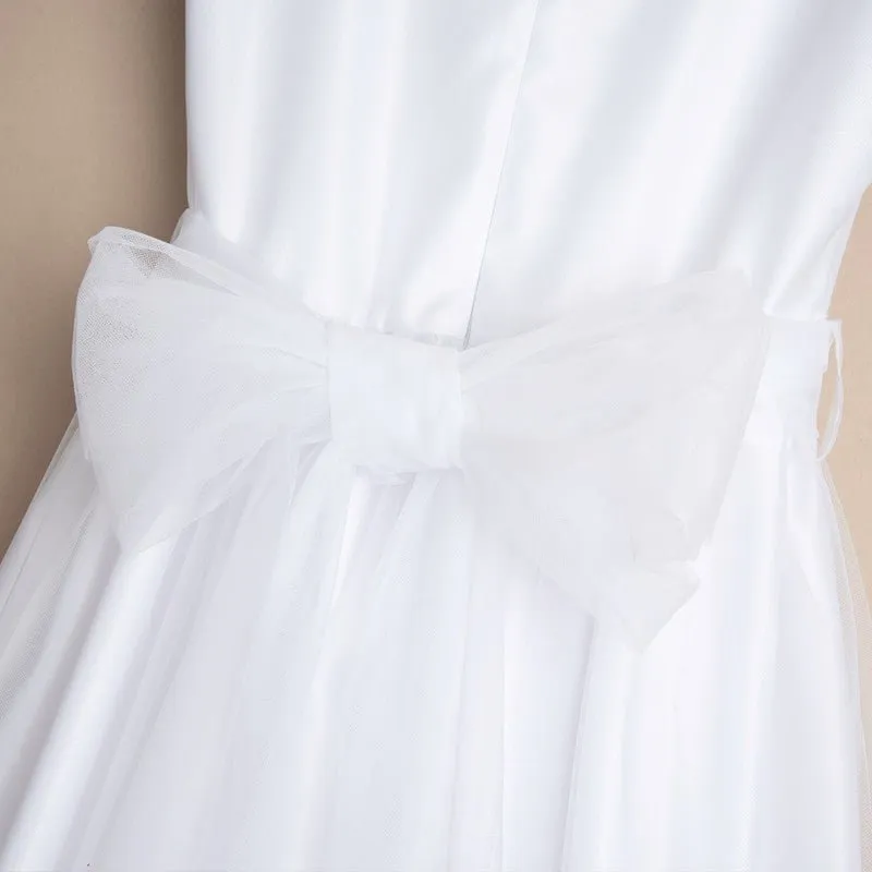 WHITE First Communion Dress with Decorative Lace (K21)