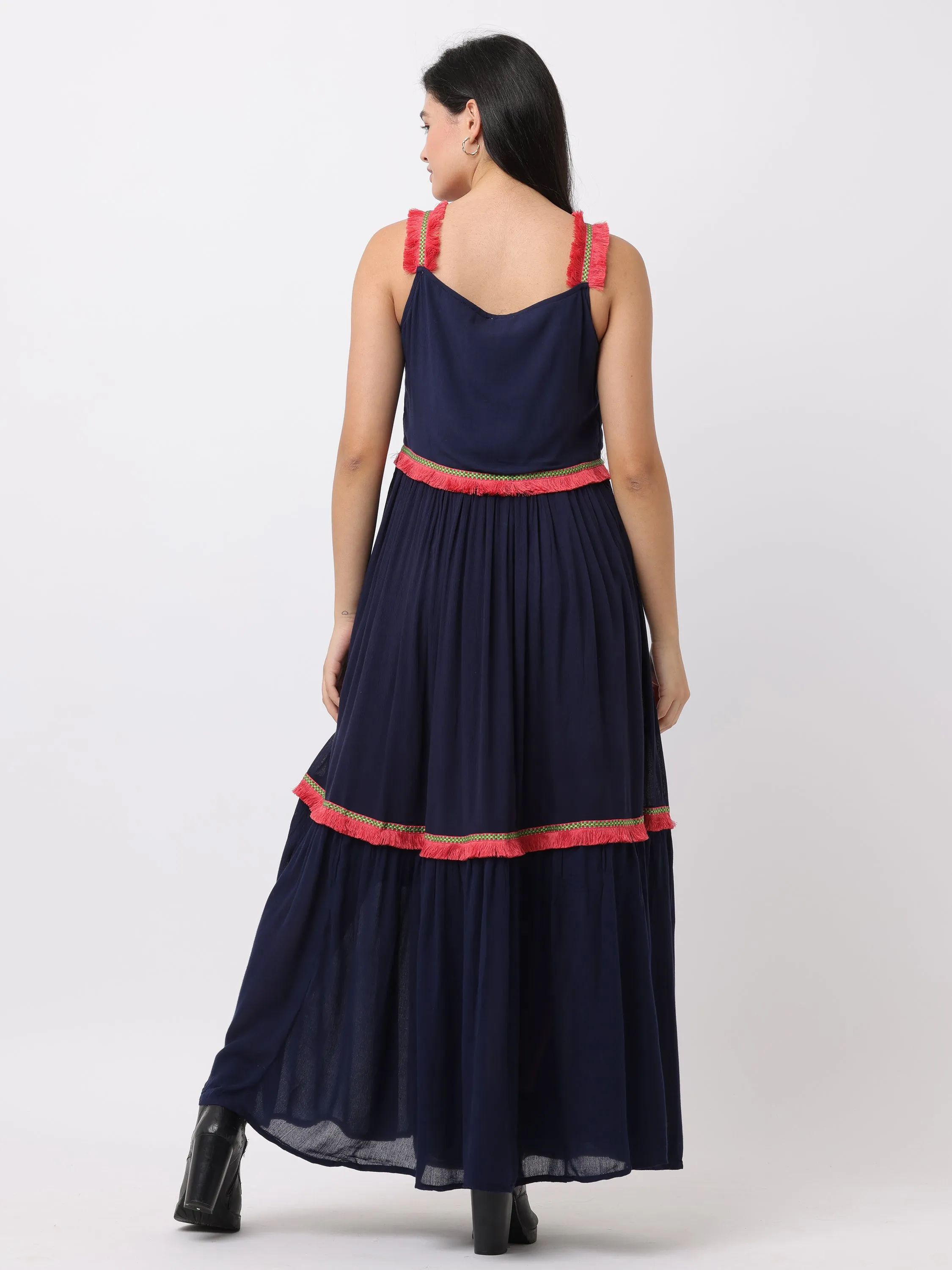 Women Blue Regular Fit Rayon Dress