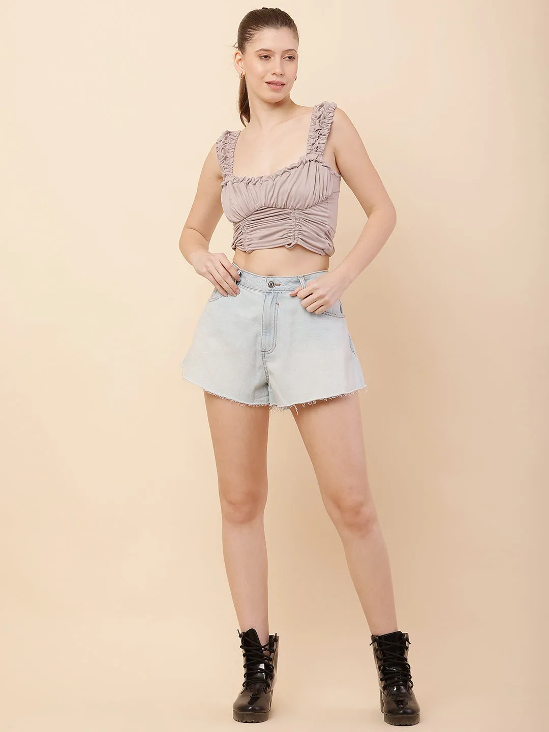 Women Light Blue Denim Shorts