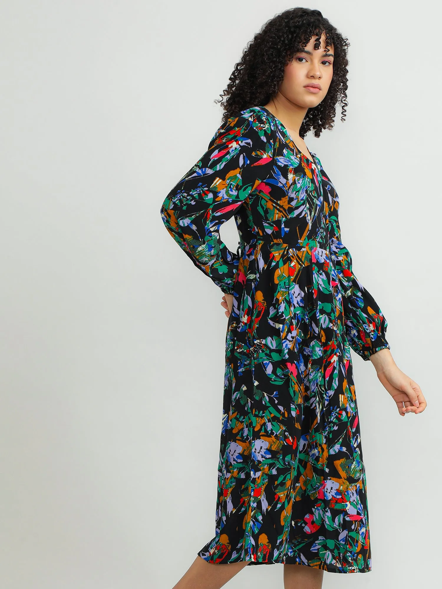 Women Viscose Black Chic Dress