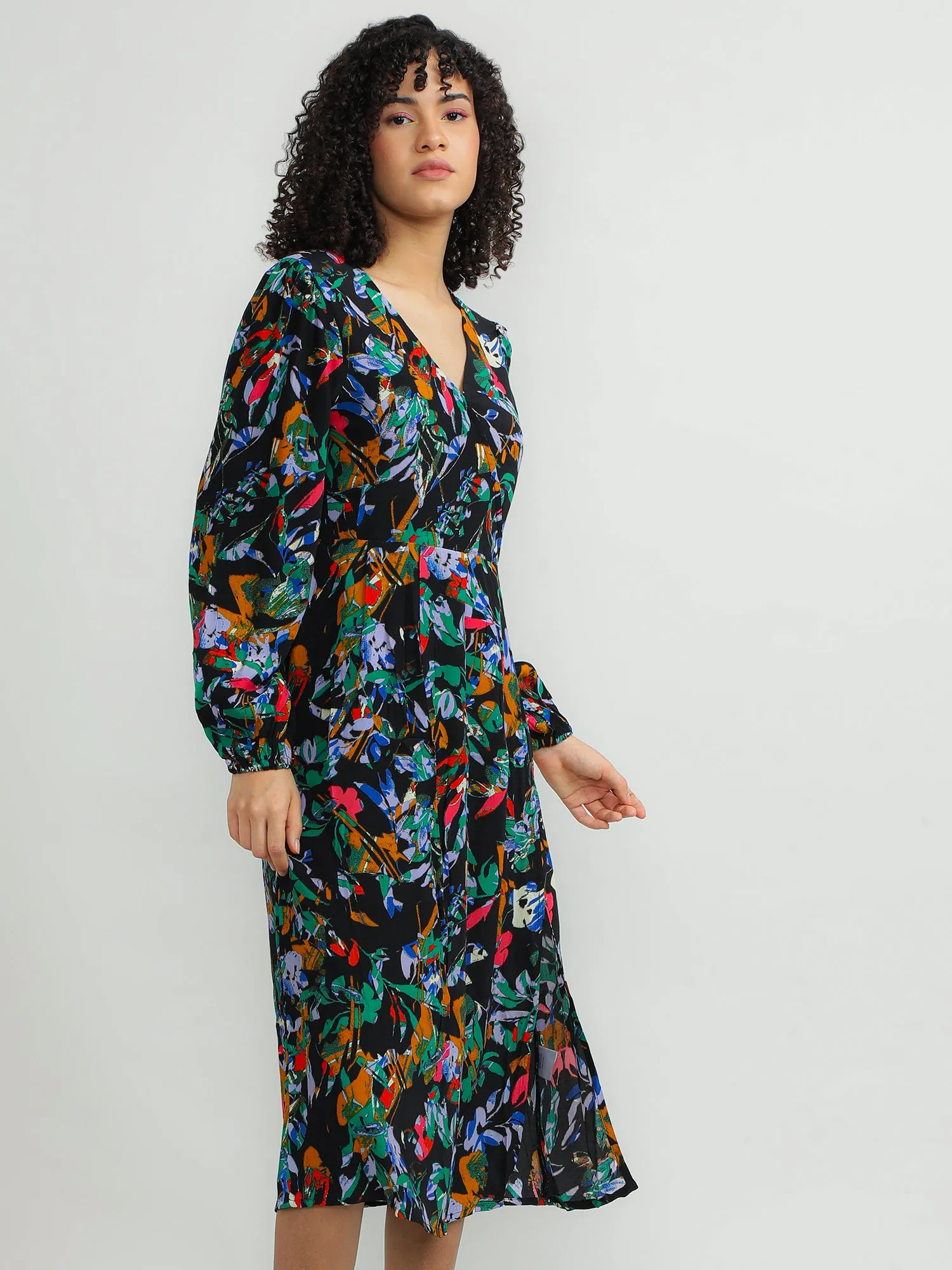 Women Viscose Black Chic Dress