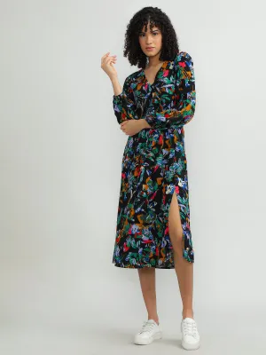 Women Viscose Black Chic Dress