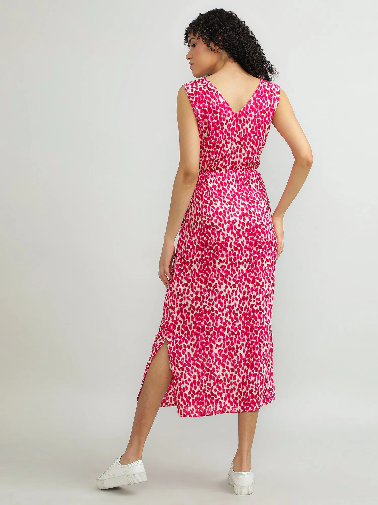 Women Viscose Pink Floral Dress