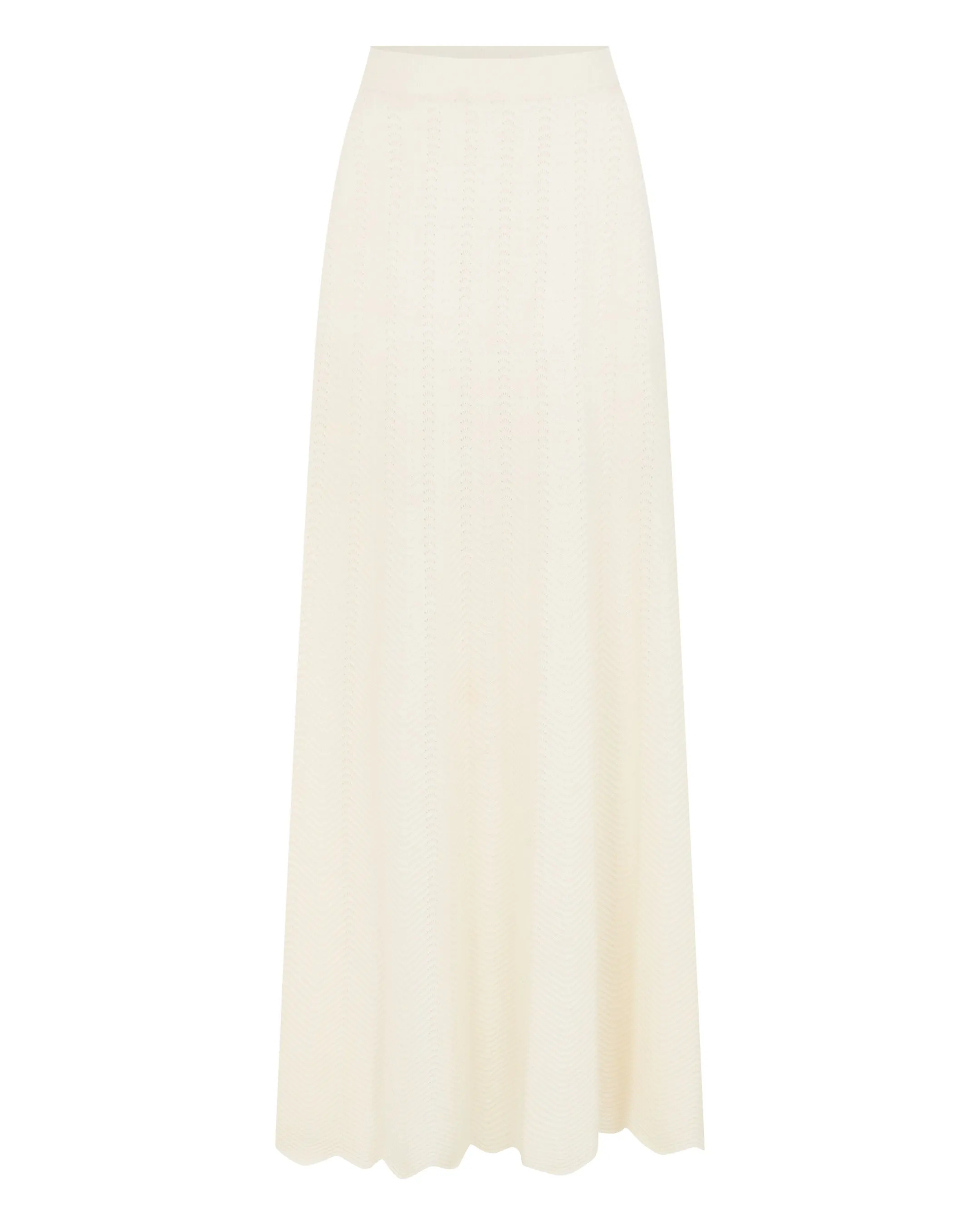 Women's Chevron Stitch Cashmere Maxi Skirt New Ivory White