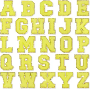 Yellow Self Adhesive Chenille Letters Patches