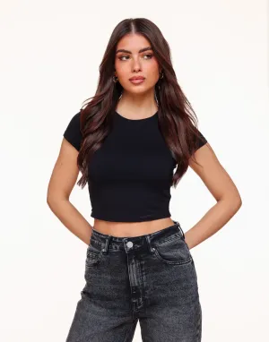 Zwarte Cropped SS - Top